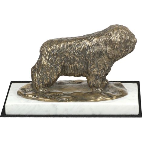 Polnischer Niederungshütehund, PON - Hundestatuette, Figur auf weißem Marmor, Trophäe für eine Hundeausstellung der Marke Art-Dog