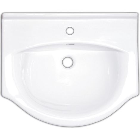 Pro 61x51 cm lavabo suspendu en céramique avec un trou pour mitigeur au milieu, sans siphon ni mitigeur, blanc (HA5660) (1/3)