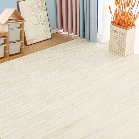 Tapis Puzzle 24 Pièces à Effet Bois en Mousse - Antidérapant, Doux et Épais, pour Enfants, Gym ou Bureau à Domicile (Tapis de Jeu Modulable) (1/5)