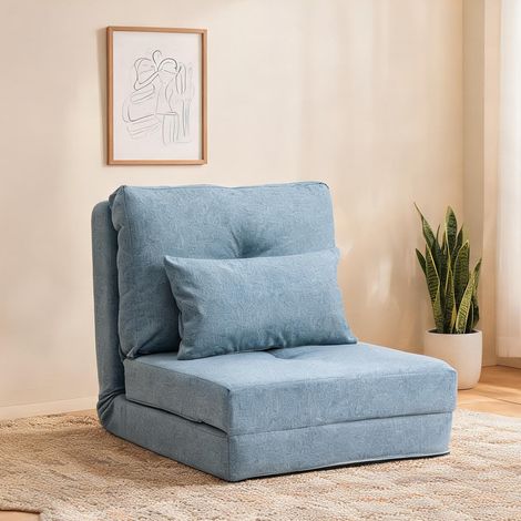 Canapé convertible bleu clair en lin 60 x 80 x 56 cm (1/5)