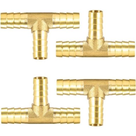 4 Pièces 10Mm Connecteur en Laiton à 3 Voies Connecteur D'Extension De Tuyau Connecteur De Tuyau D'Arrosage Connecteur De Tuyau d'air Comprimé Connecteur De Tuyau De Carburant T-Pièce- (1/5)