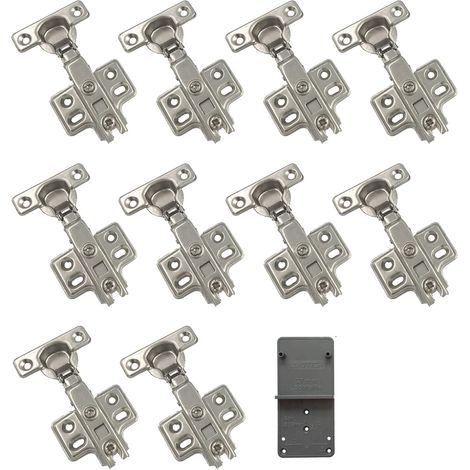 AGE 90 Degré Plein Recouvrante 26mm Soft Close Mini Charnieres avec Amortisseur Hydraulique Fermeture Automatique Charnière à Amorti pour Armoires de Porte Lot de 10 (1/5)