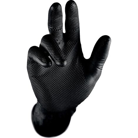 Gant jetable 246BK en nitrile Noir, non poudré avec poignée texturée - 6 mil (0,15 mm). Boîte de 50 gants Taille 8 - PIP