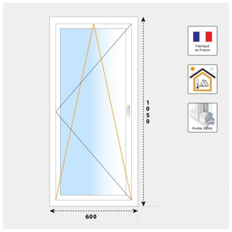 Volet Moustiquaire – Fenêtre PVC oscillo-battant 1 vantail H1050 mm blanc – Ouverture oscillante et à la française – Isolation thermique renforcée – 100% recyclable