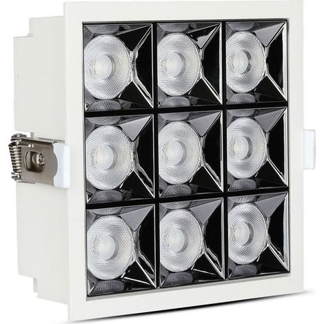 Faretto Led Da Incasso Quadrato 9X4W Caldo 2700K UGR19 Riflettore 38° CRI90 Chip Samsung SKU-999