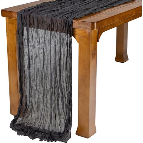 Nappe de Table Runner Décorative Polyester [157.5x35.4 inch] Chevron Noir Multi-Usages Élégante pour Mariage/Événements (1/5)