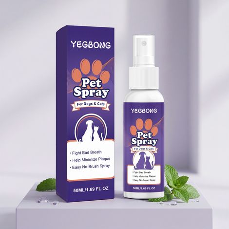 Spray buccal pour animaux de compagnie, adapté aux chats et aux chiens, pour une hygiène buccale quotidienne, un nettoyage et une haleine fraîche – 50 ml (1/5)