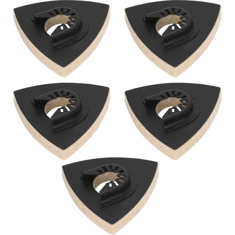 Lot de 5 disques de polissage en laine avec base en acier allié, tampon feutre triangulaire pour outil oscillant (1/5)