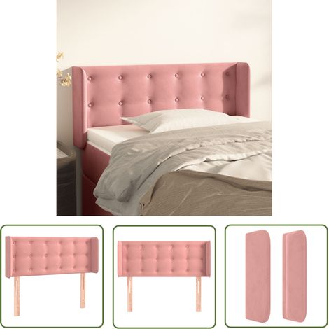 The Living Store Tête de lit avec oreilles Rose 103x16x78/88 cm Velours - Tête De Lit - Tête De Lit Rembourrée - Literie - Chambre À Coucher - Design Moderne (1/5)