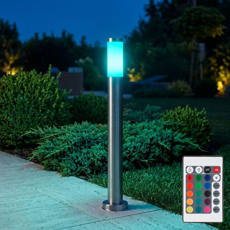 Wegeleuchte Außenstehlampe dimmbar mit Fernbedienung LED Gartenlampe Stehlampe Außenlampe Edelstahl, RGB Farbwechsel, 8,5W 806lm warmweiß, DxH 7,6x80 cm (1/5)