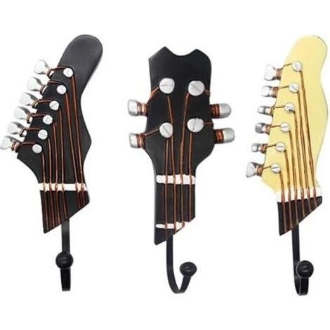 Crochets porte-manteaux en résine (lot de 3), crochets vintage en forme de guitare, porte-manteau mural vintage (1/4)