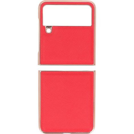 Faltbare Lederhülle für Samsung Galaxy Z Flip4, rot, kratzfest, passgenau, schützende Klapphülle (1/5)