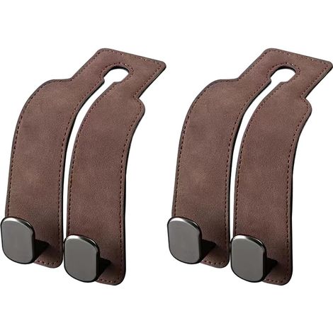 CCYKXA (2pcs, Brown) Invisible Car Seat Hooks - Scratch Resistant Metal Hooks with Suede Cover - Universal Car Organizer (1/5)