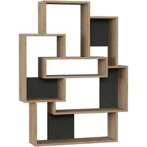 Libreria con ripiani colore rovere e antracite 101x132h cm - Barce (1/3)