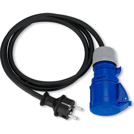Adaptateur Caravane Schuko vers Prise CEE IP44 câble 1,5 m 3500W Noir (1/5)