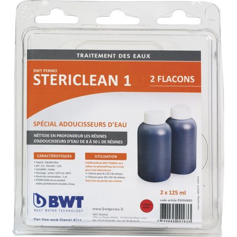Stericlean 1 nettoyeur de résines adoucisseur (2x125 mL) - BWT