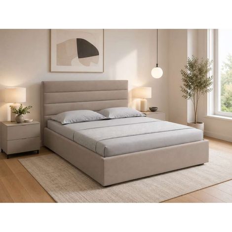 Domo Mea Letto Matrimoniale Nuvola Tortora con Contenitore 160x190 cm (1/2)