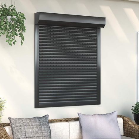 Rollladen Anthrazit 100 x 120 cm Aluminium und Polyurethan