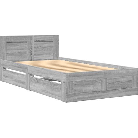Cadre de lit et tête de lit sans matelas sonoma gris 90x200 cm vidaXL
