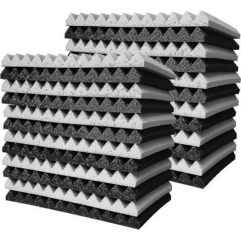 24 panneaux de mousse acoustique, dalles triangulaires pour studio, panneaux muraux pyramidaux insonorisants en mousse acoustique pour studio. (1/5)