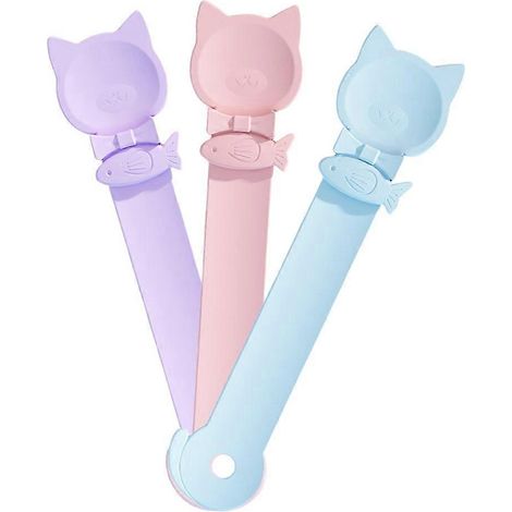 Lot de 3 distributeurs de croquettes pour chats avec cuillère doseuse pour friandises humides (1/5)