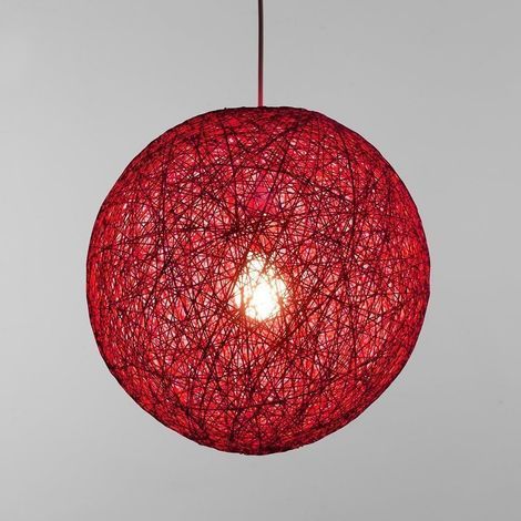 Suspension sisal Abat-jour Boule Ronde lustre rotin,Diamètre (Rose Rouge, 23cm) (1/5)