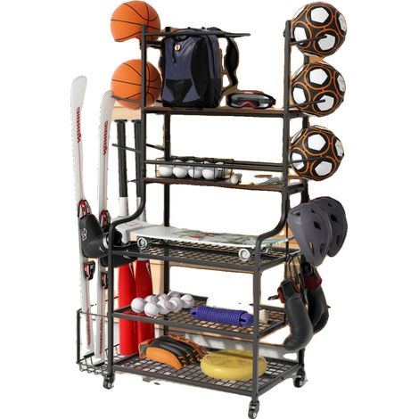 Support de rangement pour équipements de sport, design mobile, cinq niveaux, noir (1/2)