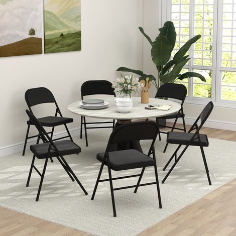 Mobilier Lot de 6 chaises pliantes de salle à manger portables cadre en acier 45 x 46 x 78 cm - noir (1/4)