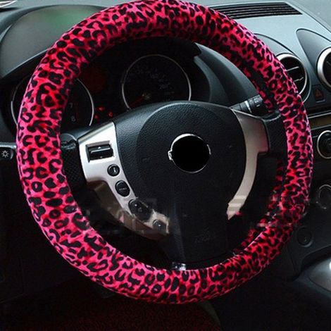 Funda para volante con estampado de leopardo，38 cm (15 pulgadas)，elegante funda para volante con estampado de leopardo (beige) (1/3)