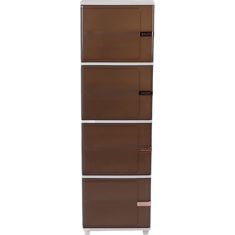 Panières de rangement pliables grande capacité mobiles anti-poussière empilables organisateur d'armoire avec roulettes universelles porte magnétique 4 étages 40x33,5x136cm (1/5)