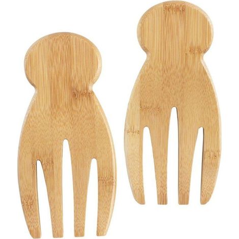 Lot de 2 agitateurs à salade en bambou, poignée ergonomique, ustensiles de service pour saladier, cuisine et repas (1/4)