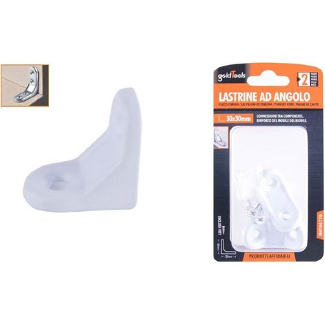 2pz Lastrina Ad Angolo 30x30mm Bianca Support Staff Angola Viti Mobile 94779 (1/2)