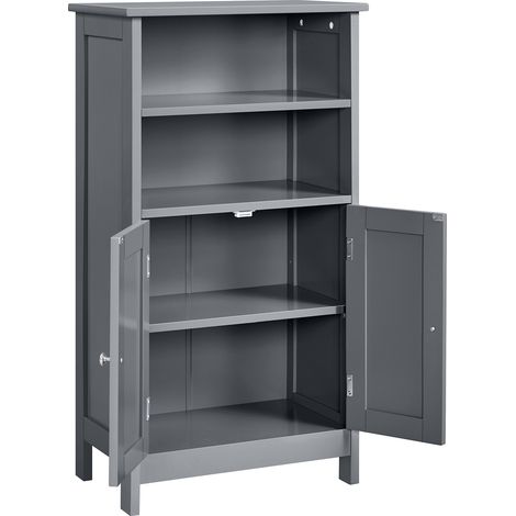 Homevive Armario Baño Columna con Estante Mueble Baño Suelo de Madera Armario de Almacenaje Organizador para Salón Cocina 50x30x92,5cm Gris (1/5)