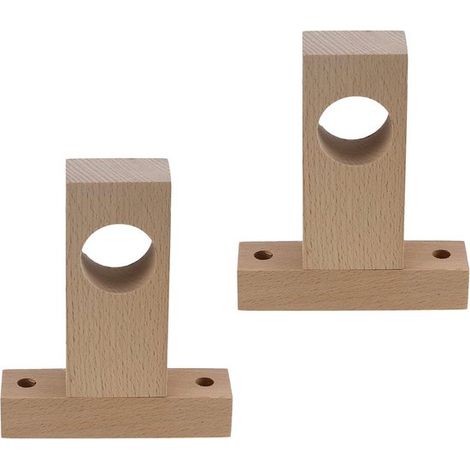 Lot de 2 supports robustes en bois pour tringle à rideaux ou tringle à vêtements (30 mm) (1/5)