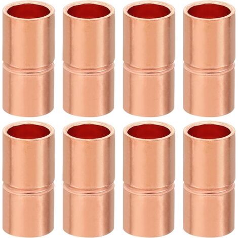 8pcs Manchons à Souder en Cuivre, 6.35mm Raccords de Couplage Tuyau, Raccord Tuyauterie Droit pour Raccordements Plomberie HVAC Climatisation Chauffage Réseaux, Épaisseur 0.8mm - 6,35 mm / 1/4\