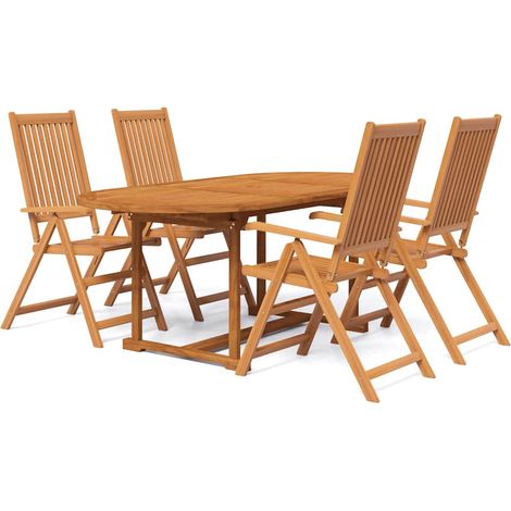 Maison Exclusive - Set Mobili da Pranzo per Giardino 5 pz Legno Massello di Acacia 120-170 cm (1/5)