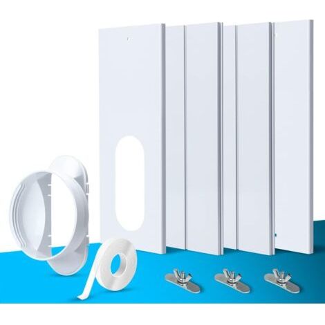 Kit de plaque fenêtre climatiseur mobile 4PCS – PVC léger et durable – Longueur réglable 45-160cm – Calfeutrage efficace pour fenêtres coulissantes (1/5)