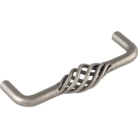 Möbelgriff Cage LA 96mm, Breite 104mm rustikaler Griff, Stahl altzinn antik