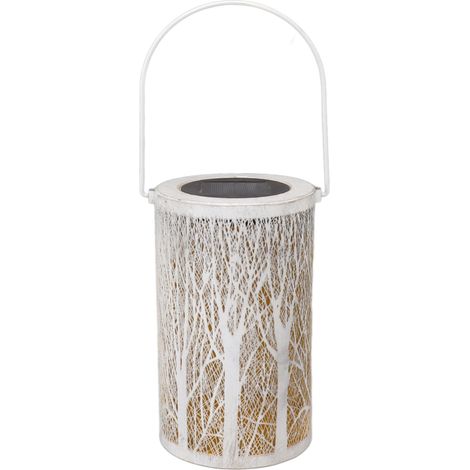 Lanterne Solaire LED 5730 Blanche Motif Forêt IP44 ABS Fer 20.5cm Autonomie 8h Déco Jardin Terrasse Extérieur Sans Fil (1/5)