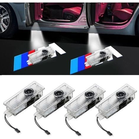Lot de 4 projecteurs LED pour éclairage de porte de voiture – projection de logo personnalisable – compatible avec modèles BMW Série 1 à 7 et X1 à X7 (1/5)