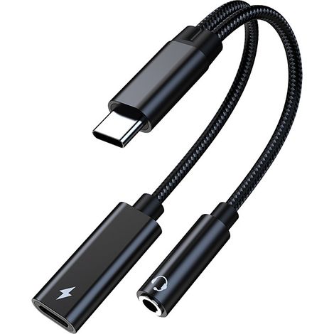 Este adaptador de USB-C a conector para auriculares y este adaptador de carga de audio USB-C a AUX de 3,5 mm incluyen un cable de datos de carga rápida PD de 60 W. Son adecuados para auriculares y... (1/5)