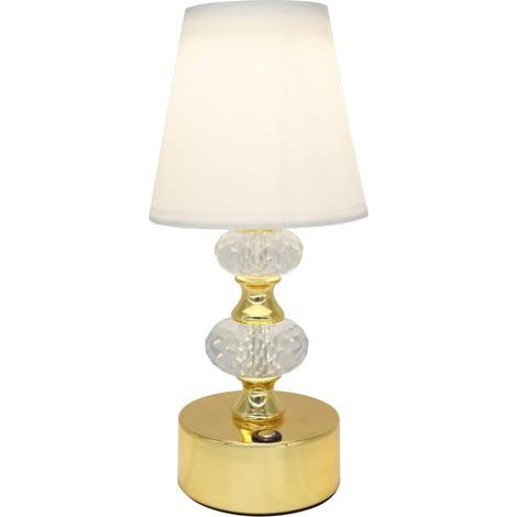 Crea – Lampe de chevet tactile dimmable 3W 3000K-6000K – Abat-jour en tissu or – Base antidérapante – Batterie 2000mAh (1/5)