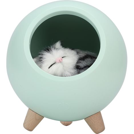 Niedliches Katzen-Nachtlicht, kleines Haustierhaus, LED-Nachtlampe, Schlafzimmerbeleuchtung, stimmungsvolle Lampe, Grün (1/5)