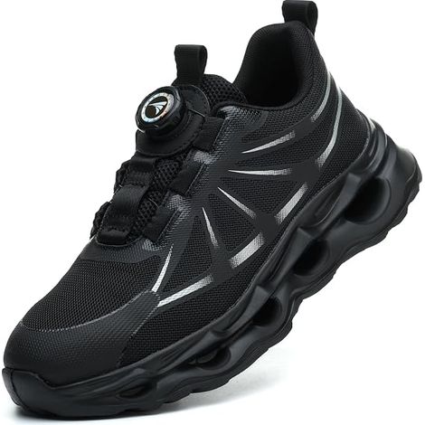 Scarpe da lavoro Uomo Donna Scarpe antinfortunistiche con puntale in acciaio Scarpe leggere con puntale in acciaio Scarpe protettive con lacci con fibbia girevole Scarpe antinfortunistiche-42 EU (1/5)