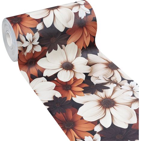 Tappeto Cucina Gomma Pvc Design Raffinato Elegante Morbido Antiscivolo Fiori 3D Colori Caldi - 51x160 cm