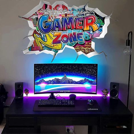Stickers muraux 3D pour gamers, stickers muraux pour chambre de garçon, affiches décoratives pour gamers, stickers muraux pour chambre de garçon, stickers muraux pour chambre de garçon (1/5)