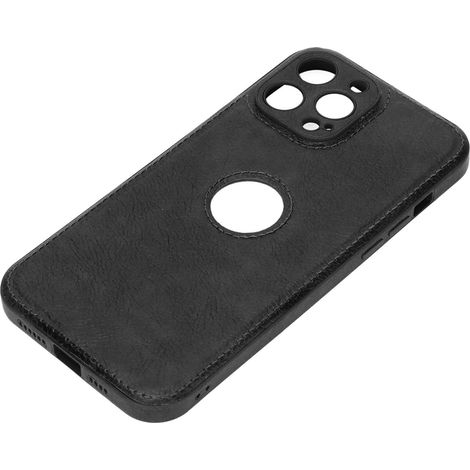 Étui de téléphone professionnel en cuir de luxe au design unique, antidérapant, résistant aux rayures et aux chutes, ultra-fin et protecteur, noir pour iPhone 13 Pro Max