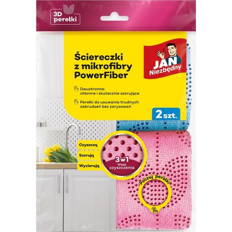 Jan Niezbędny doppelseitige Mikrofasertücher mit PowerFiber-Perlen, 2 Stück. (1/2)