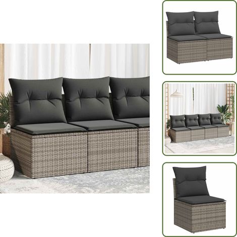 vidaXL 2-tlg. Garten-Sofagarnitur mit Kissen Grau Poly Rattan Akazie (1/5)