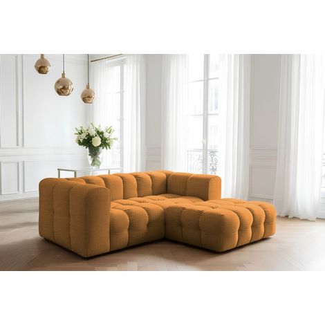 Ecksofa Designersofa SOLVIE XS in Stoff Moly Orange Ottomane Rechts